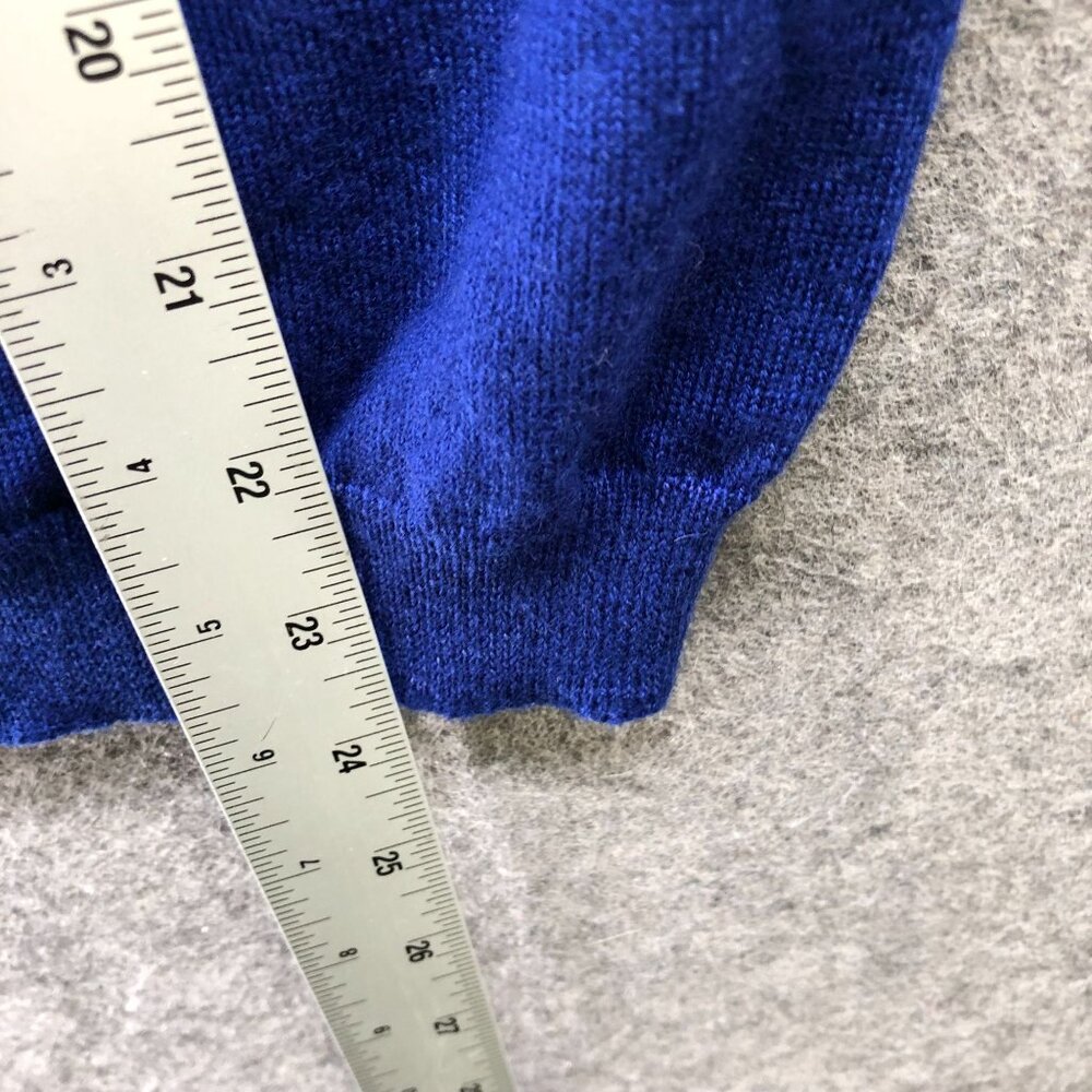 Sibling London Merino Wool Short Sleeve Sweater Women M Crochet Collar Blue Pink - Picture 6 of 8